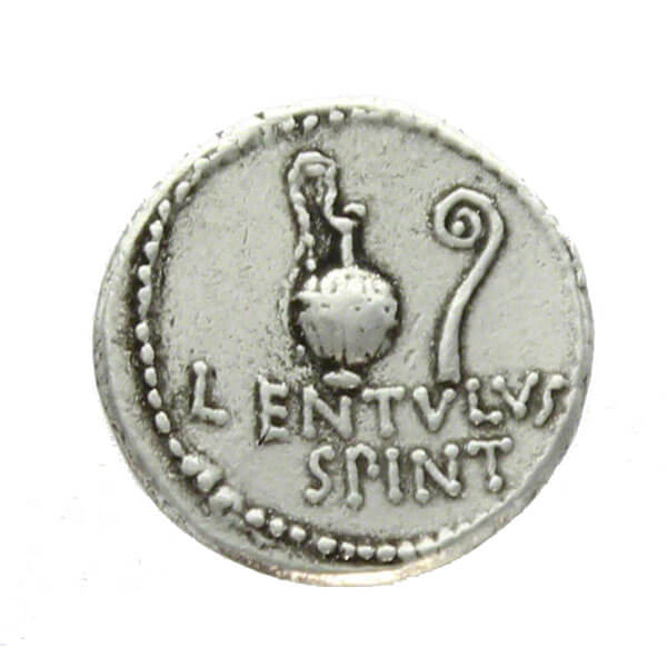 C. Cassius Longinus and Lentulus Spinther, AR Denarius, 42 BC Replica Coin